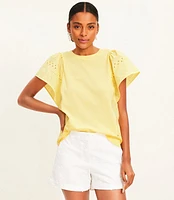 Eyelet Flutter Sleeve Top