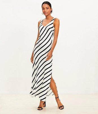 Striped Bias Midi Slip Dress