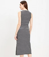 Stripe Knotted Crossover Midi Dress