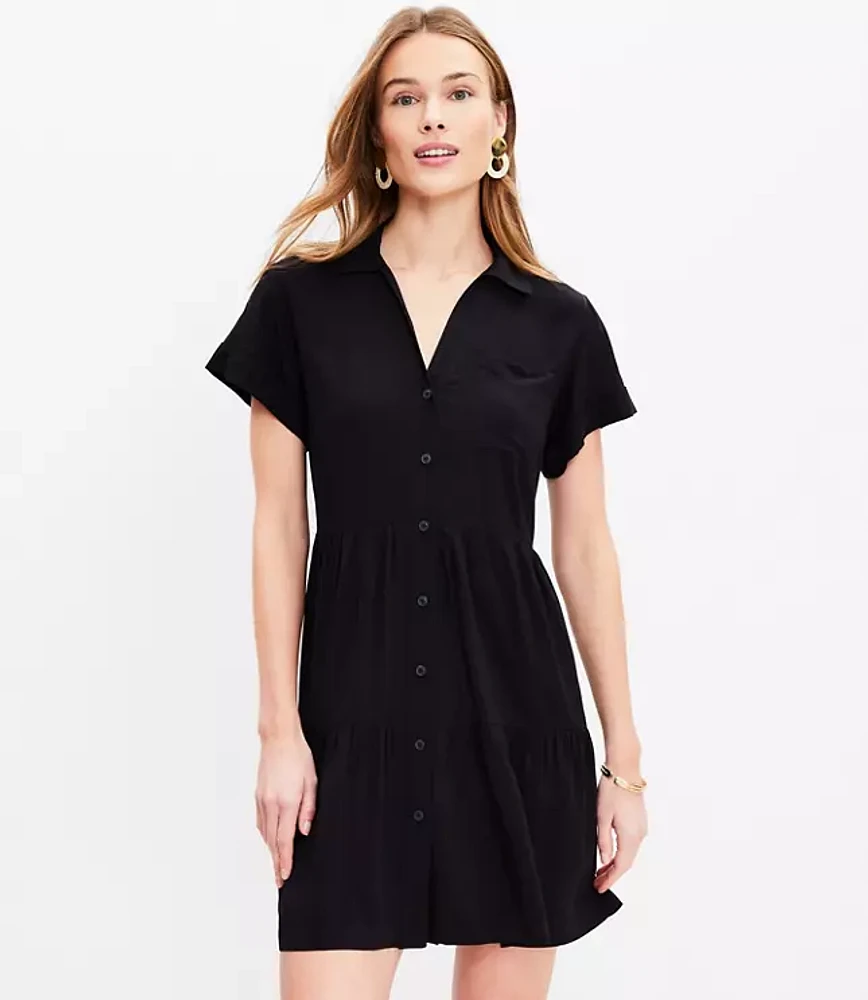 Petite Tiered Pocket Shirtdress