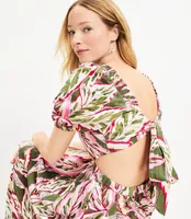 LOFT Beach Palm Cutout Midi Dress