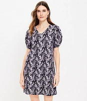 Petite Knotted Puff Sleeve V-Neck Dress