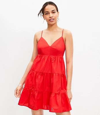 Tropical Eyelet Strappy Swing Dress