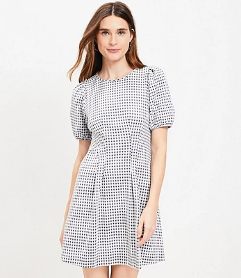 Petite Gingham Puff Sleeve Shift Dress