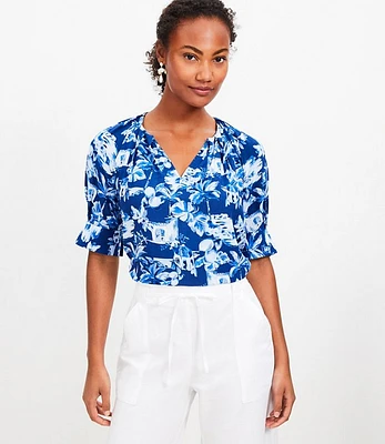 Corfu Weekend Pleated V-Neck Blouse