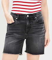 Frayed Boyfriend Shorts Washed Black Wash