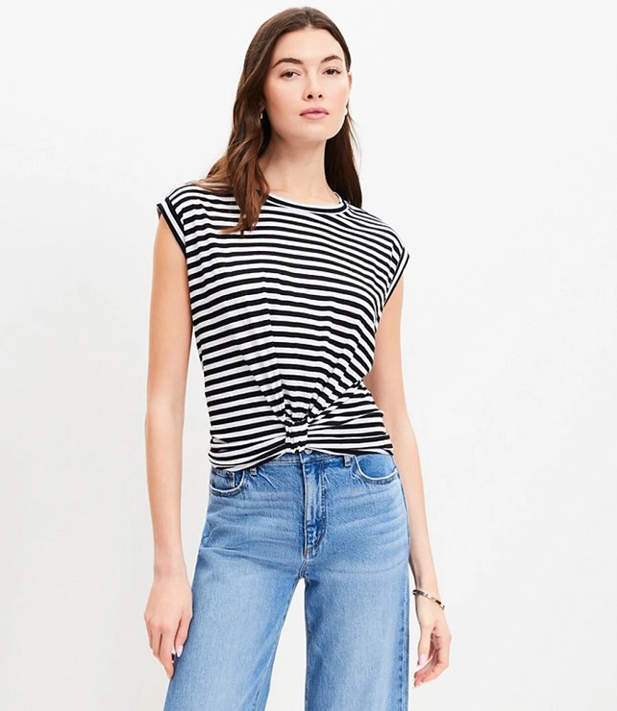 Stripe Knotted Muscle Tank Top