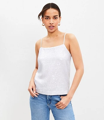 Petite Sequin Flowy Square Neck Cami