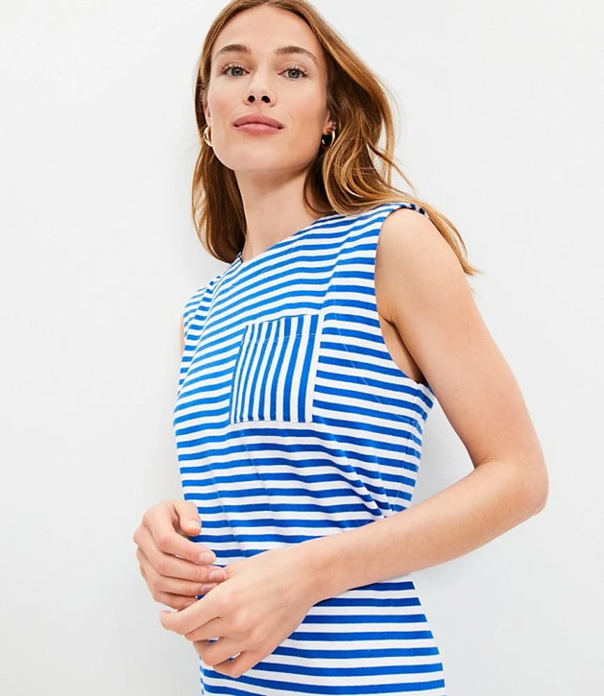 Petite Striped Pocket Muscle Tee Dress