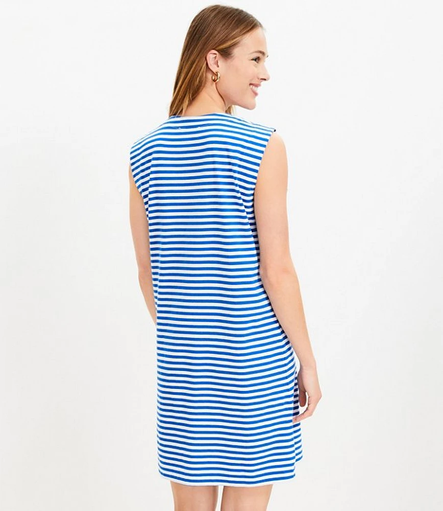 Petite Striped Pocket Muscle Tee Dress