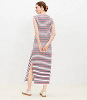 Petite Striped Pocket Muscle Tee Midi Dress