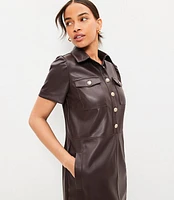 Faux Leather Pocket Shift Dress