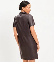 Faux Leather Pocket Shift Dress