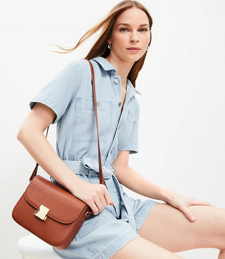 Denim Utility Romper in Light Wash Indigo