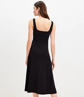 Petite Ponte Seamed Flare Midi Dress