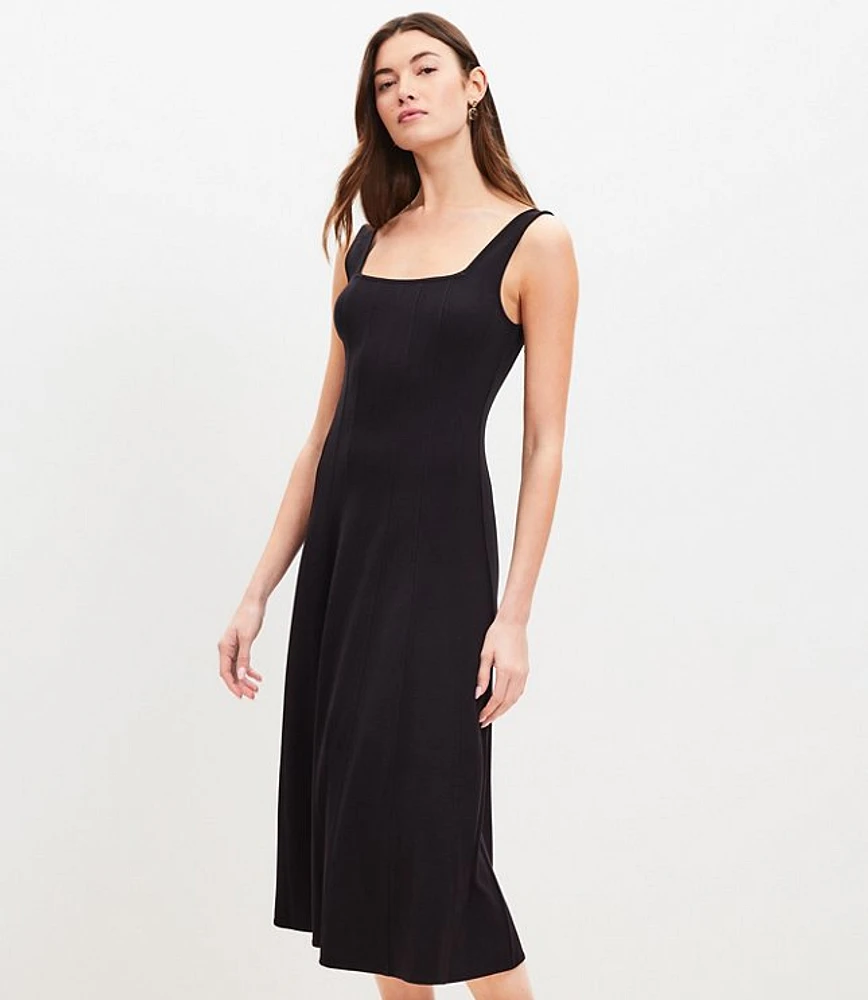 Petite Ponte Seamed Flare Midi Dress