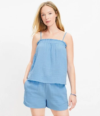 Petite LOFT Beach Triple Cloth Ruffle Tank Top