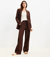 Petite Linen Blend Straight Pants