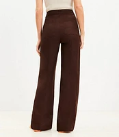 Petite Linen Blend Straight Pants