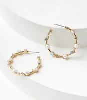 Pearlized Crystal Delicate Hoop Earrings