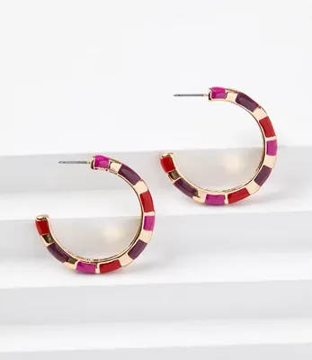 Enamel Hoop Earrings