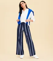 Petite Lou & Grey Striped Heavyweight Luvstretch Wide Leg Pants