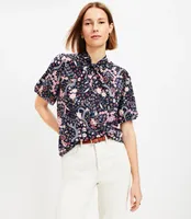 Petite Bloom Twist Bubble Sleeve Blouse