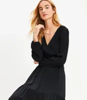 Shirred Flounce Midi Dress