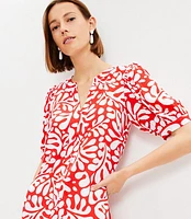 Rio Floral Balloon Sleeve Button Swing Dress