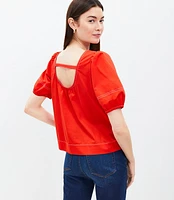 Open Back Bubble Sleeve Blouse