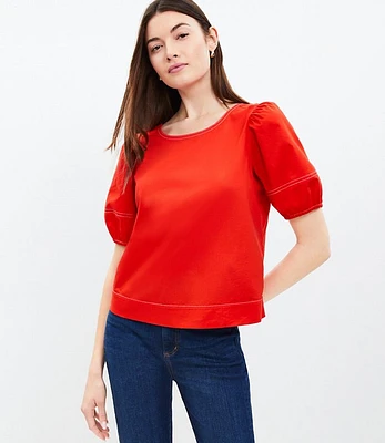 Open Back Bubble Sleeve Blouse