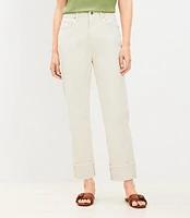 High Rise Cuffed Straight Jeans Popcorn