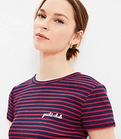 Petite Yacht Club Stripe Ribbed Tee