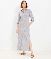 Petite Striped Maxi Pocket Shirtdress