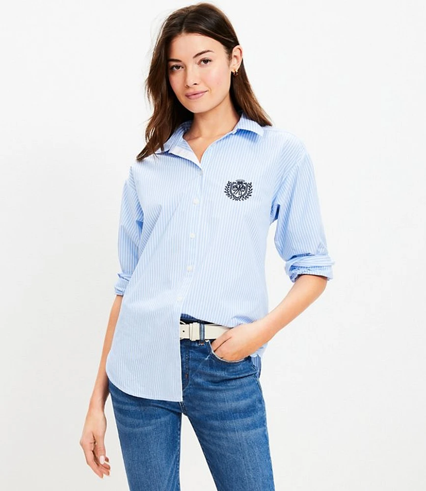 Striped Poplin Crest Everyday Oversized Shirt