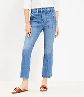 High Rise Kick Crop Utility Jeans in Light Wash