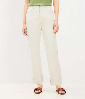 Petite High Rise Cuffed Straight Jeans Popcorn