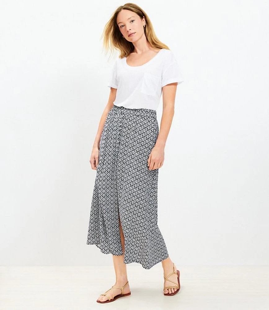 Petite Stamp Button Midi Skirt