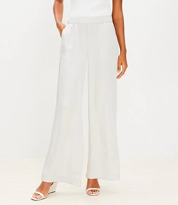 Fluid Pull On Wide Leg Pants Satin