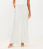 Fluid Pull On Wide Leg Pants Satin