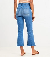 Braided High Rise Kick Crop Jeans Classic Mid Wash