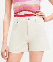 High Rise Denim Mini Roll Shorts Popcorn