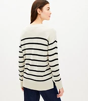 Striped Luxe Knit V-Neck Tunic Sweater