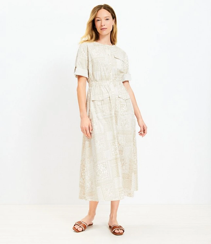 Petite Tile Utility Midi Pocket Dress