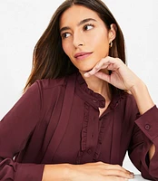 Ruffle Tie Neck Blouse