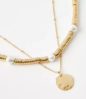 Pearlized Spliced Layered Necklace Set