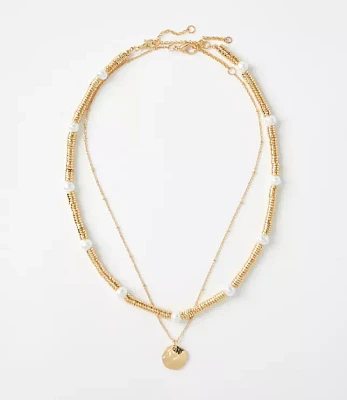 Pearlized Spliced Layered Necklace Set