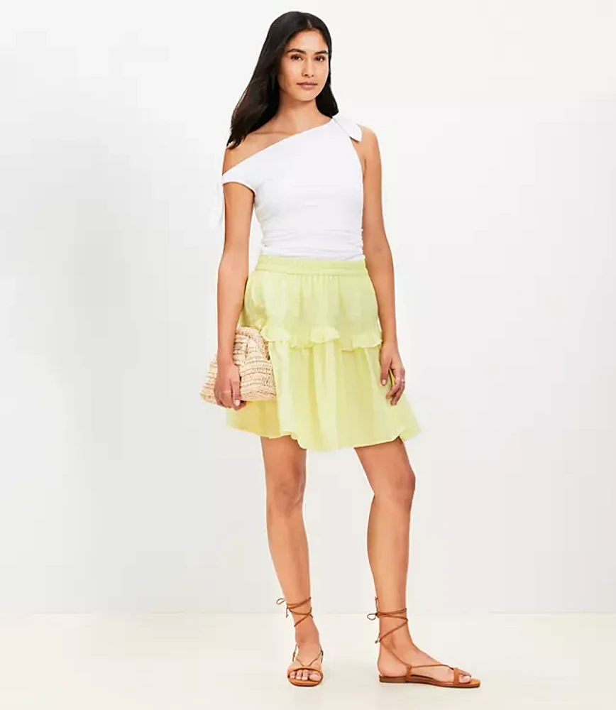 Lace Trim Ruffle Mini Skirt
