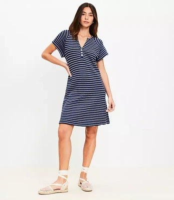Petite Striped Jacquard Henley Mini Dress