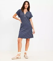 Petite Striped Jacquard Henley Mini Dress